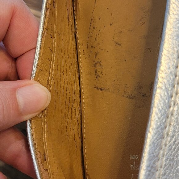 Coach Chelsea Metallic Silver Leather Ballet Flat Slip On Shoes - Picture 9 of 13